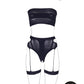 Le Desir Shade - Ananke XII - Three Piece with Choker, Bandeau Top and Pantie with Garters Black Size OS