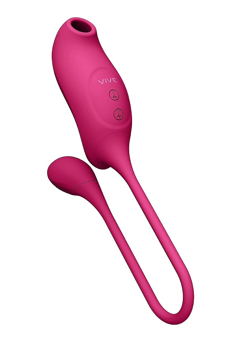 Shots Toys | VIVE Quino Double Action Air Wave & Vibrating Egg Vibrator Pink