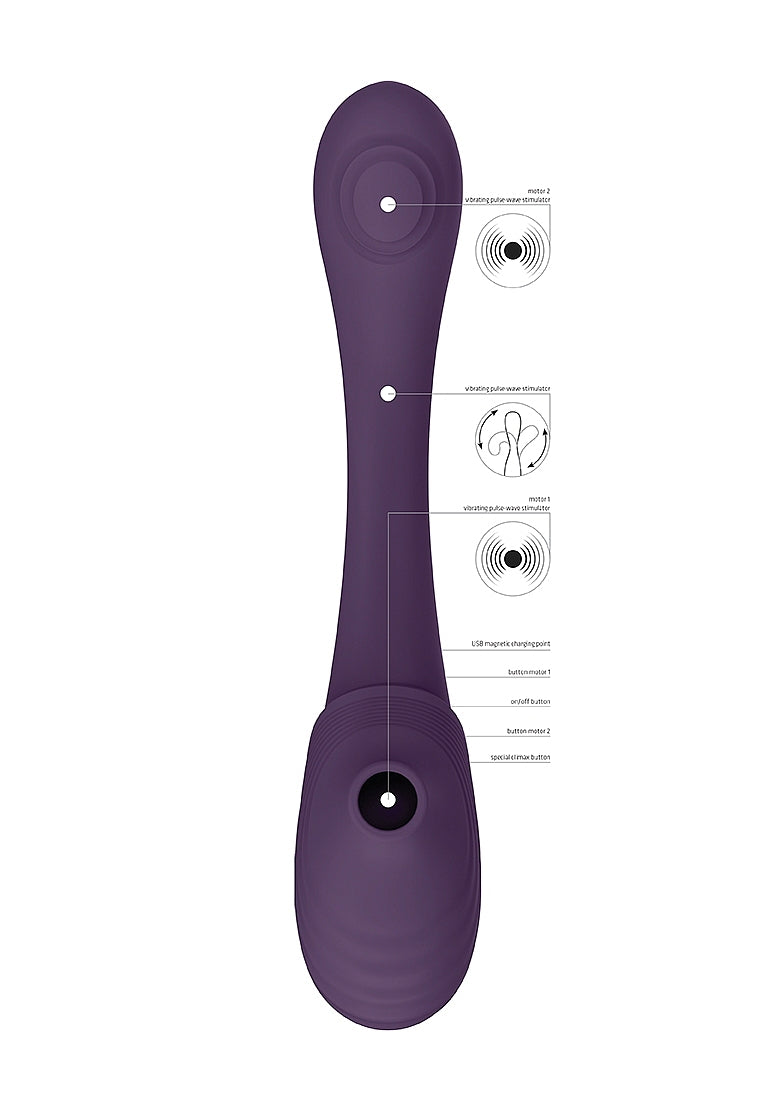 Shots Toys | VIVE Mirai Double Ended Pulse Wave & Air Wave Bendable Vibrator Purple