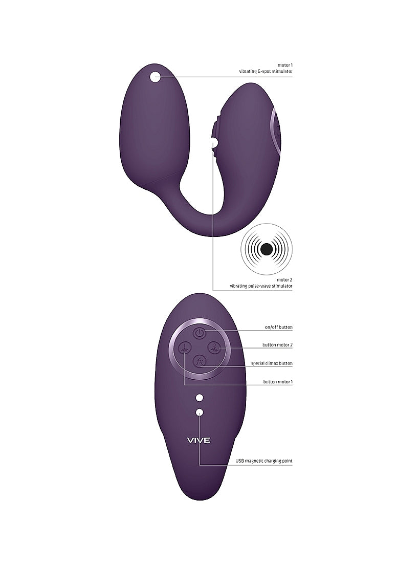 Shots Toys | VIVE Aika Double Action Pulse Wave & Vibrating Love Egg Remote Purple