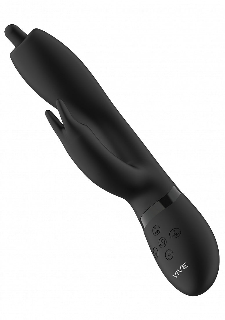 Shots Toys | VIVE Nilo - Rechargeable Rabbit Vibrator w/ Swirling Tip Black