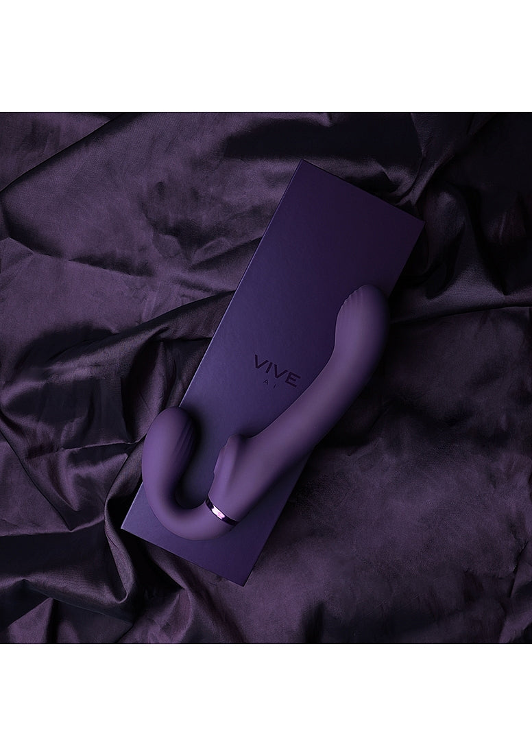 Shots Toys | VIVE AI Dual Vibrating & Air Wave Tickler Strapless Strap-On Purple