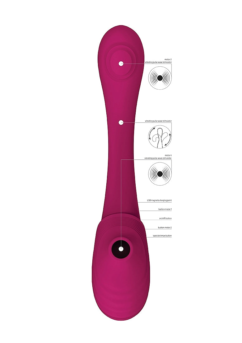 Shots Toys | VIVE Mirai Double Ended Pulse Wave & Air Wave Bendable Vibrator Pink