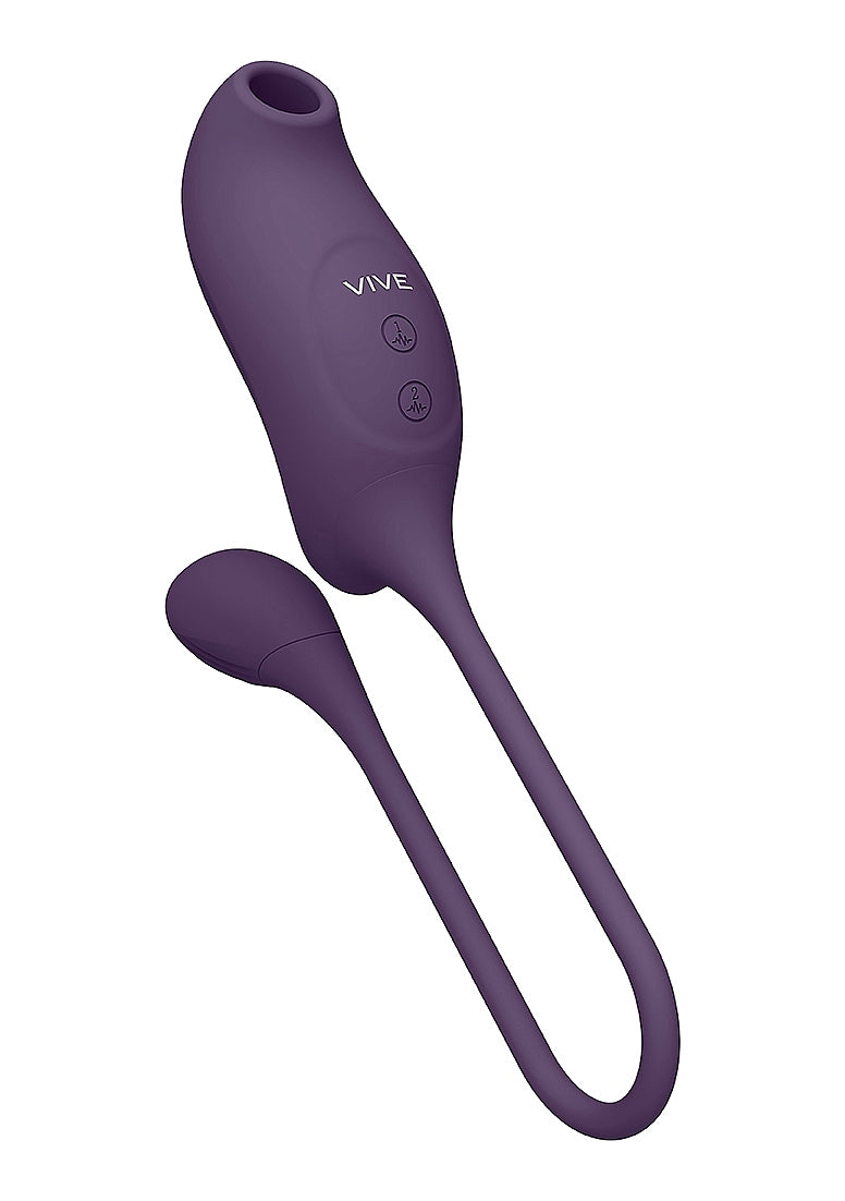 Shots Toys | VIVE Quino Double Action Air Wave & Vibrating Egg Vibrator Purple