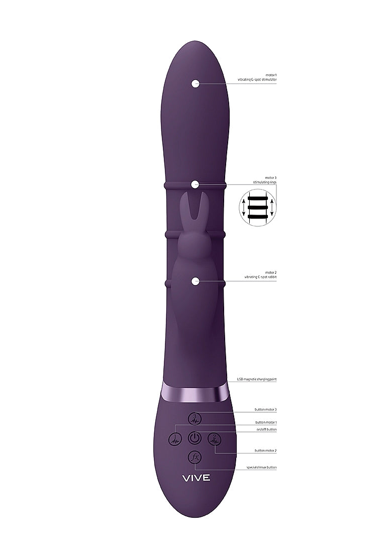 Shots Toys | VIVE Sora Up & Down Stimulating Rings, G-Spot Rabbit Vibrator Purple