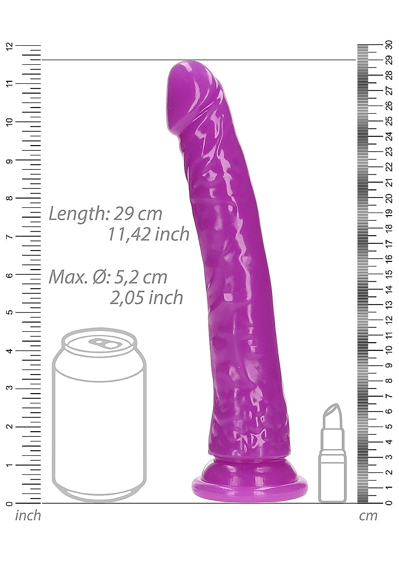 Shots Toys | REALROCK 28cm Slim Glow in the Dark Neon - Purple (10") Dildo Dong