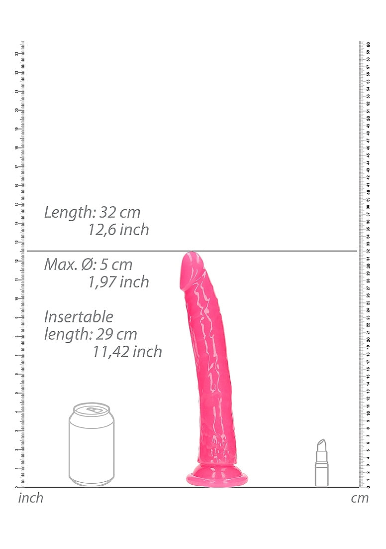 Shots Toys | REALROCK 32cm Slim Glow in the Dark Neon - Pink (11") Dildo Dong