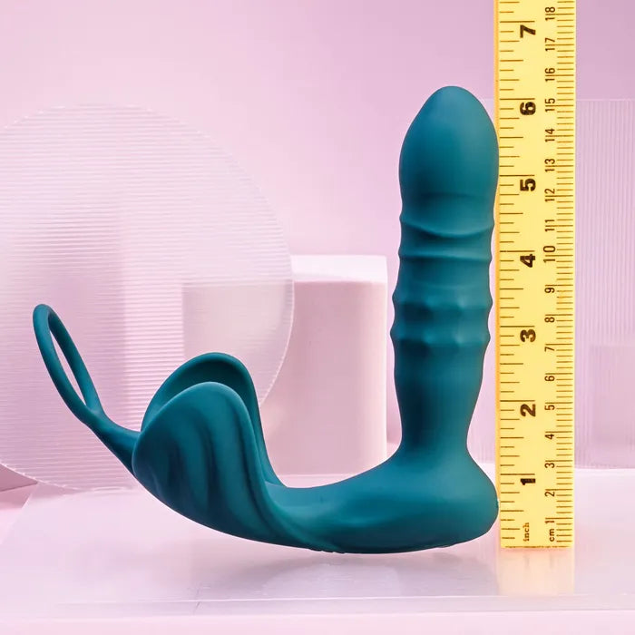 Playboy Pleasure BRING IT ON Teal USB Rechargeable Thrusting Anal Plug Cock Ring