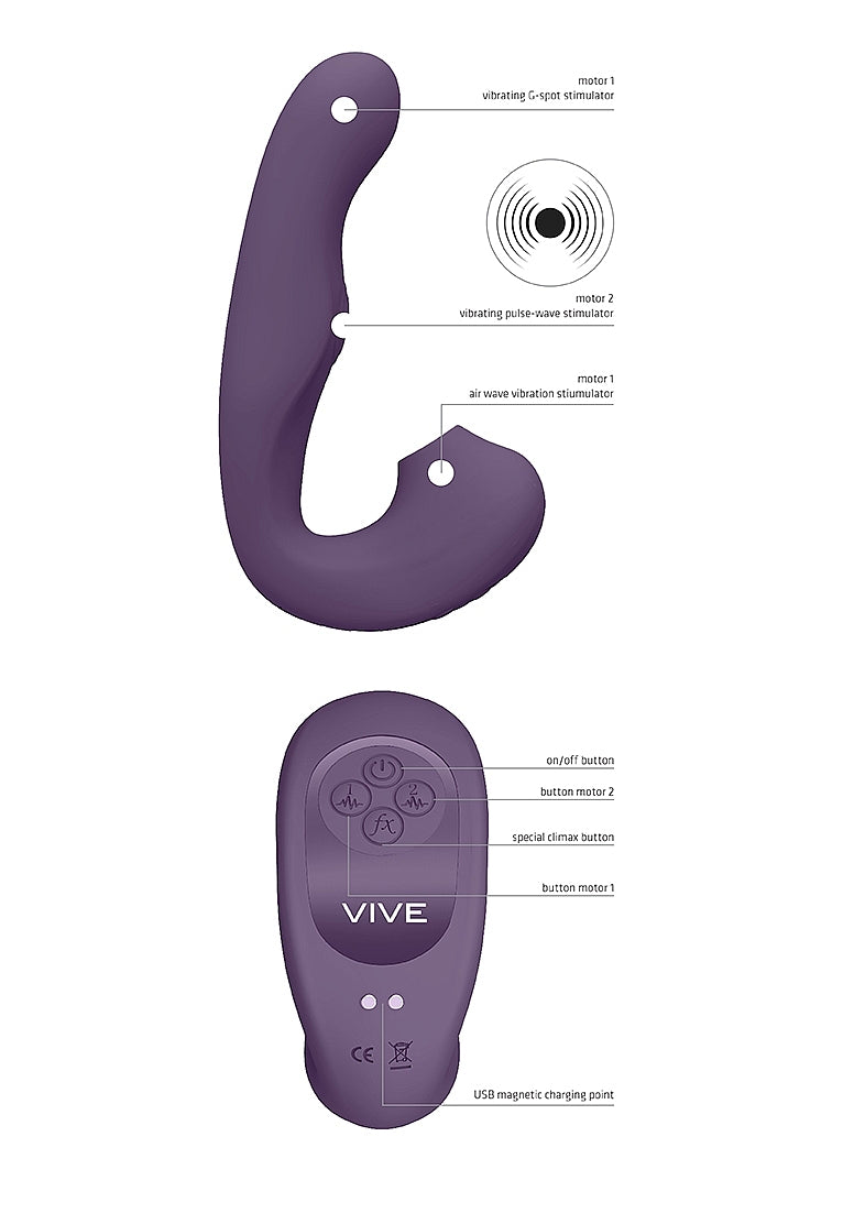 Shots Toys | VIVE Zaki Air Wave Pulse Wave & G-Spot Vibrator Purple