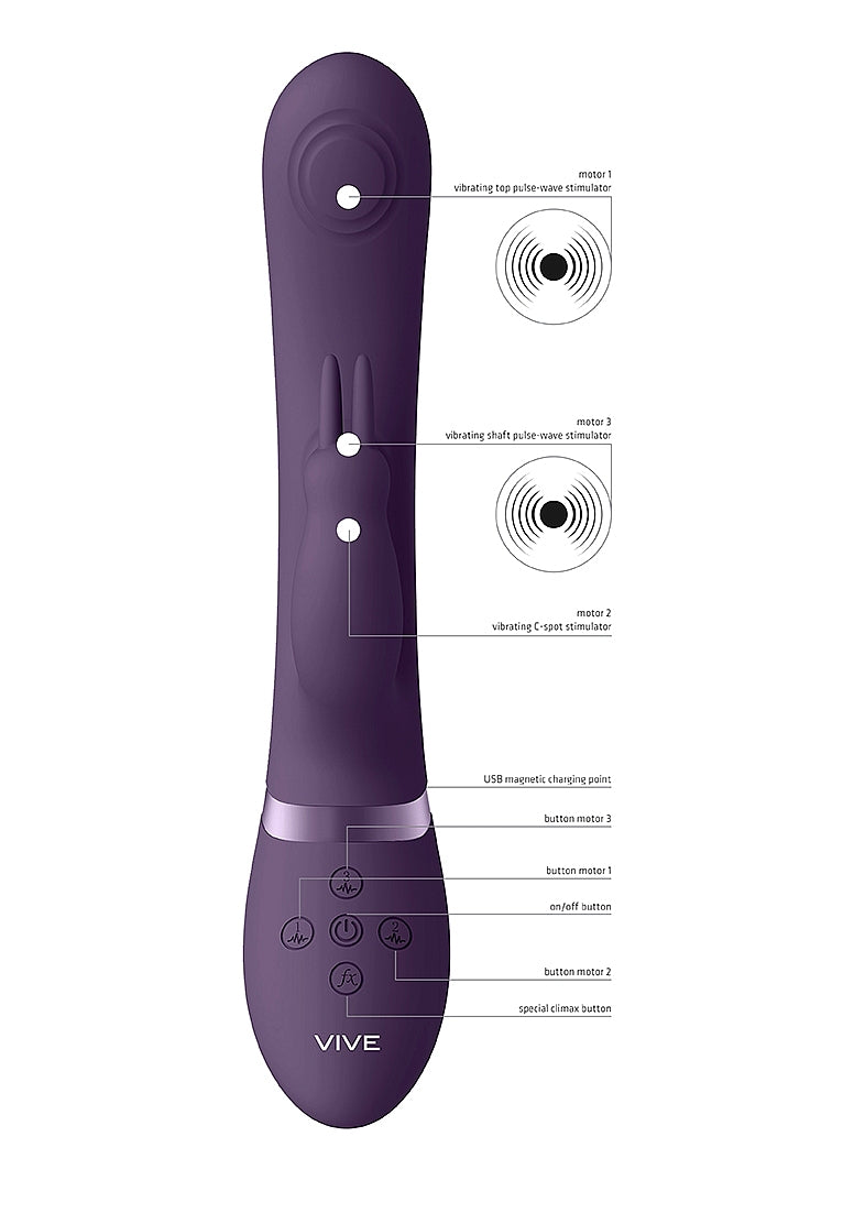 Shots Toys | VIVE May Dual Pulse-Wave & Vibrating C-Spot & G-Spot Rabbit Vibrator Purple