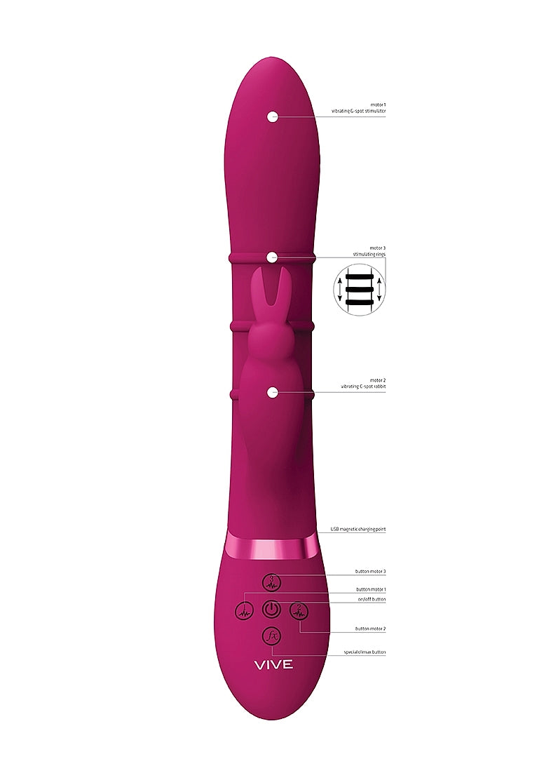 Shots Toys | VIVE Sora Up & Down Stimulating Rings, G-Spot Rabbit Vibrator Pink