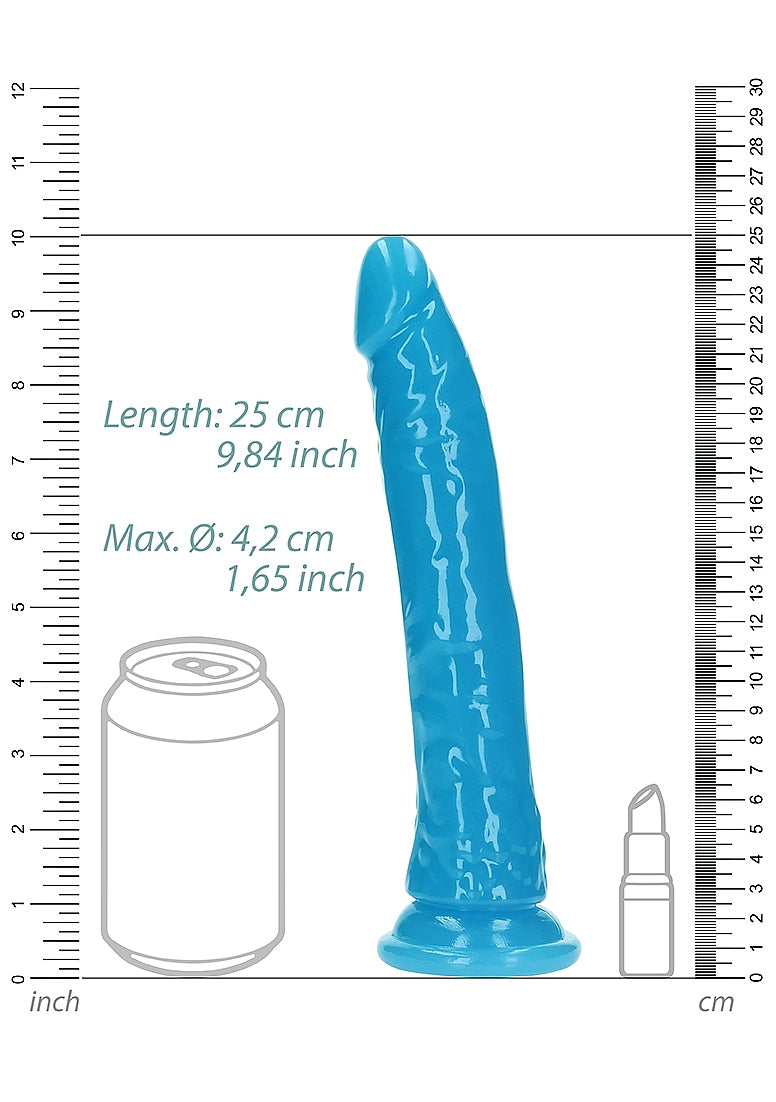 Shots Toys | REALROCK 25cm Slim Glow in the Dark Neon - Blue (9") Dildo Dong