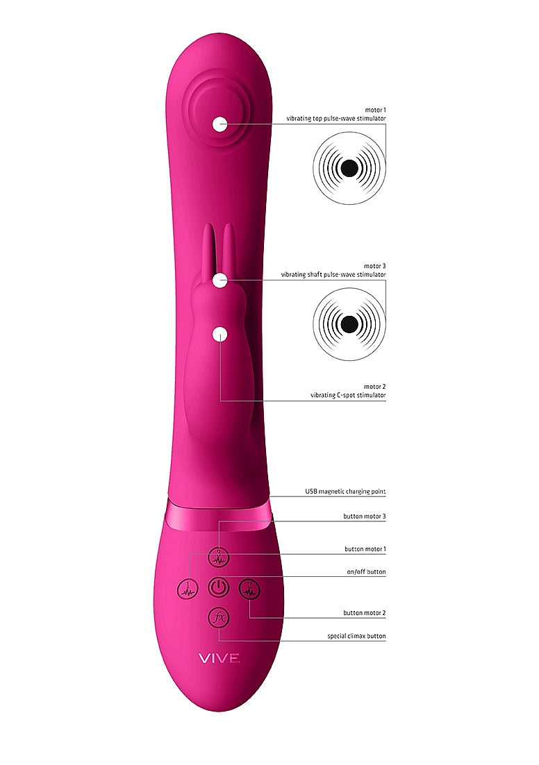 Shots Toys | VIVE May Dual Pulse-Wave & Vibrating C-Spot & G-Spot Rabbit Vibrator Pink