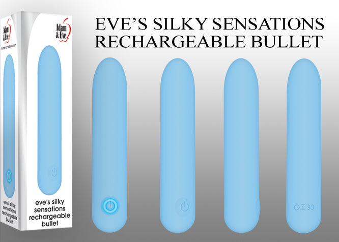 Adam & Eve Eve's Silky Sensations USB Rechargeable Bullet Vibrator Blue 9.4cm