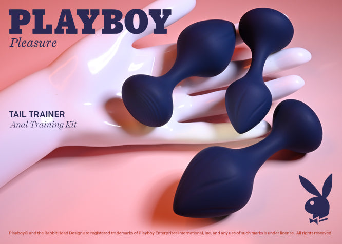 Playboy Pleasure TAIL TRAINER Black Butt Plugs - Set of 3 Sizes