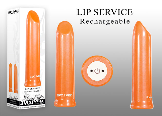 Evolved Lip Service Orange 10cm USB Rechargeable Lipstick Bullet Vibrator