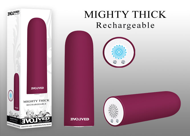 Evolved Mighty Thick Burgundy Red 9cm USB Rechargeable Bullet Vibrator