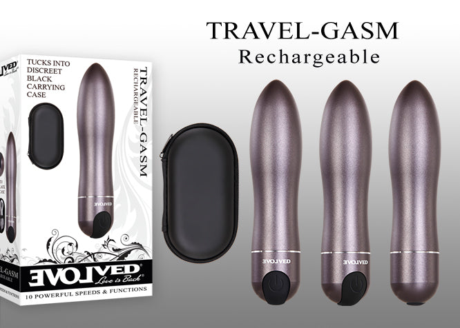 Evolved Travel-Gasm Gray 9cm USB Rechargeable Bullet Vibrator with Travel Case