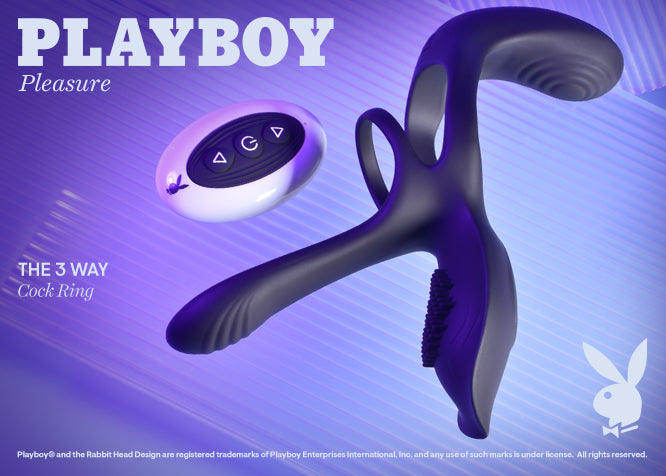 Playboy Pleasure The 3 Way Black USB Rechargeable Vibrating Cock Ring with Wireless Remote