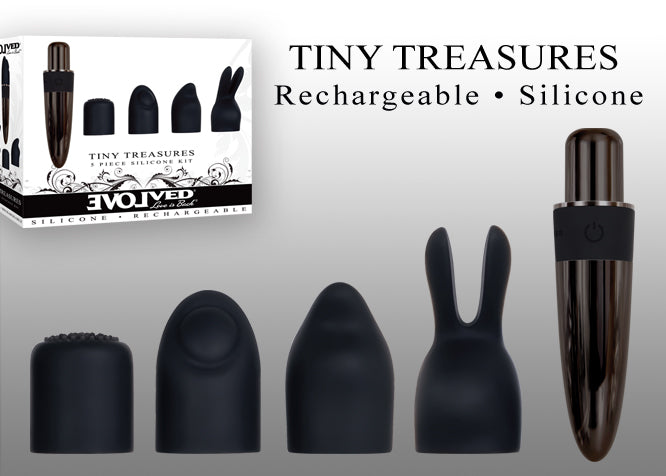 Evolved Tiny Treasures Black Chrome USB Rechargeable Mini Massager Vibrator