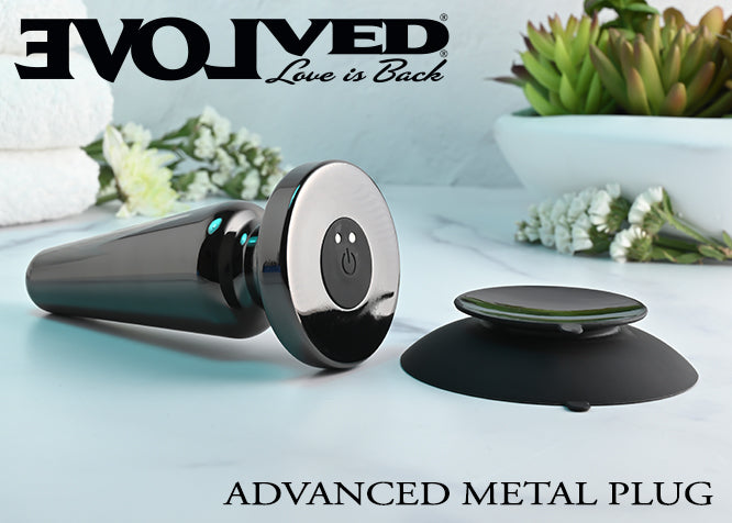 Evolved ADVANCED METAL PLUG Black Chrome 13.8cm USB Rechargeable Vibrating Butt Plug