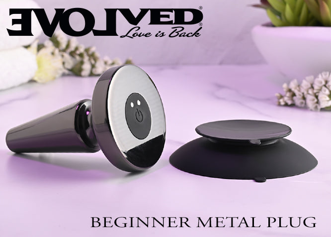 Evolved BEGINNER METAL PLUG Black Chrome 11.2cm USB Rechargeable Vibrating Butt Plug