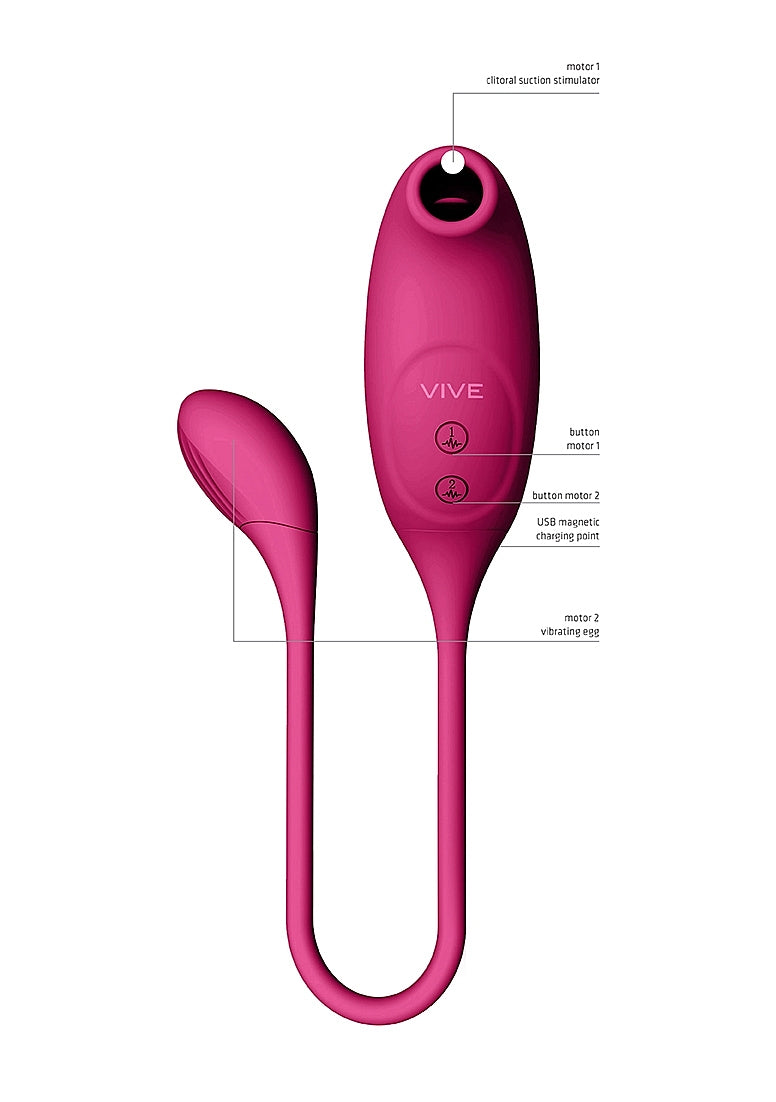 Shots Toys | VIVE Quino Double Action Air Wave & Vibrating Egg Vibrator Pink