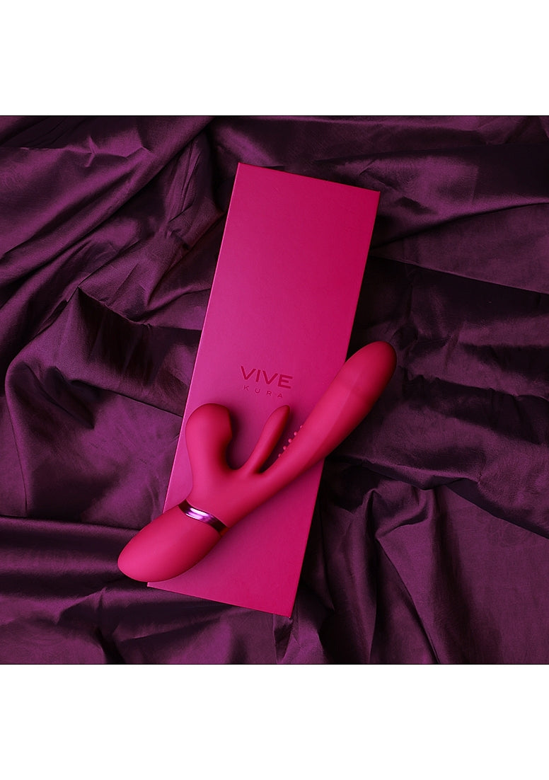 Shots Toys | VIVE Kura Thrusting G-Spot Vibrator Flapping Tongue & Pulse Wave Pink