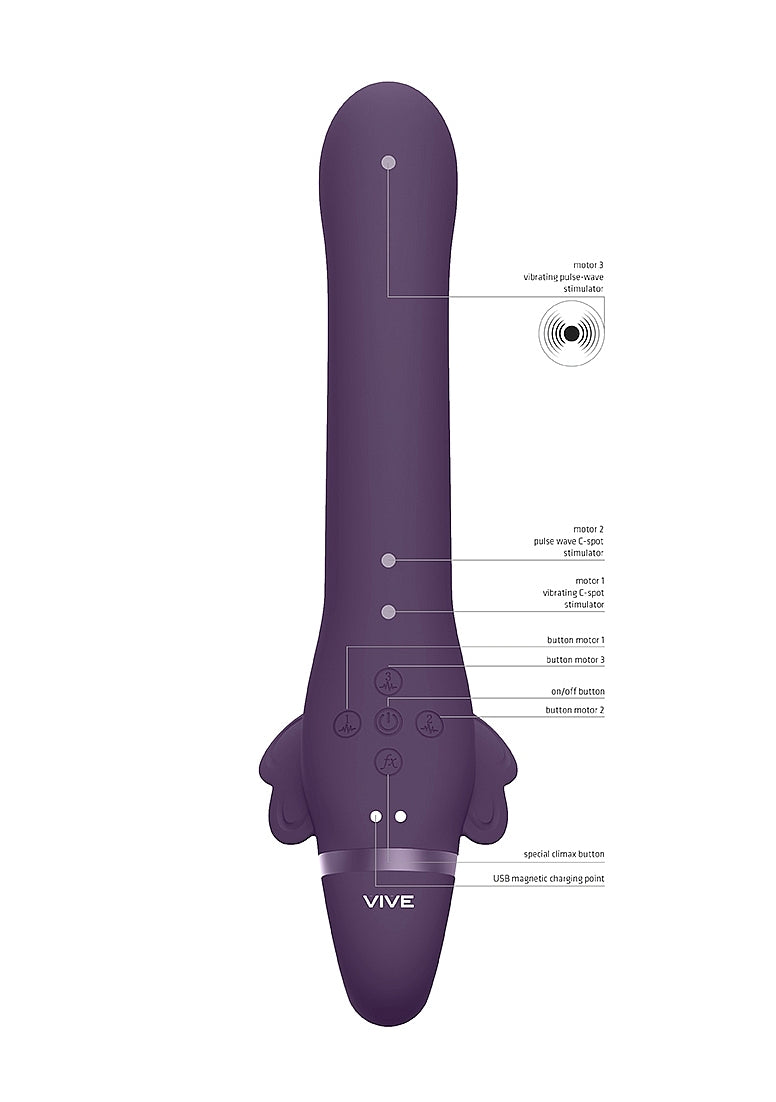 Shots Toys | VIVE Satu Vibrating Strapless Strap On Purple