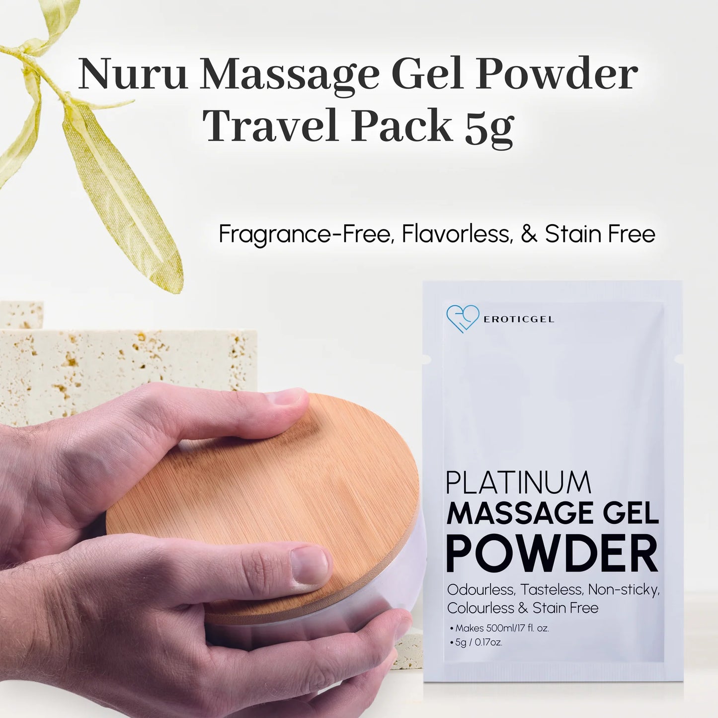 Eroticgel | Nuru Massage Powder 5g Travel Sample White Sachets - Makes 250ml Gel - NEW LOOK SACHETS