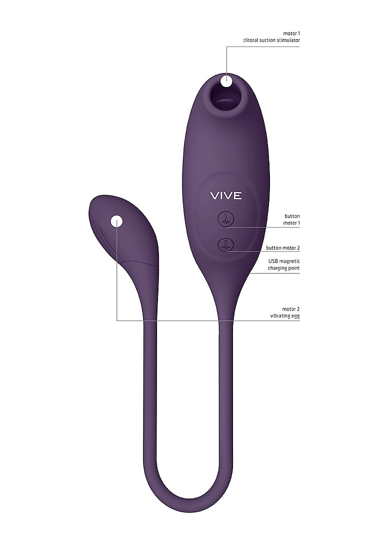 Shots Toys | VIVE Quino Double Action Air Wave & Vibrating Egg Vibrator Purple