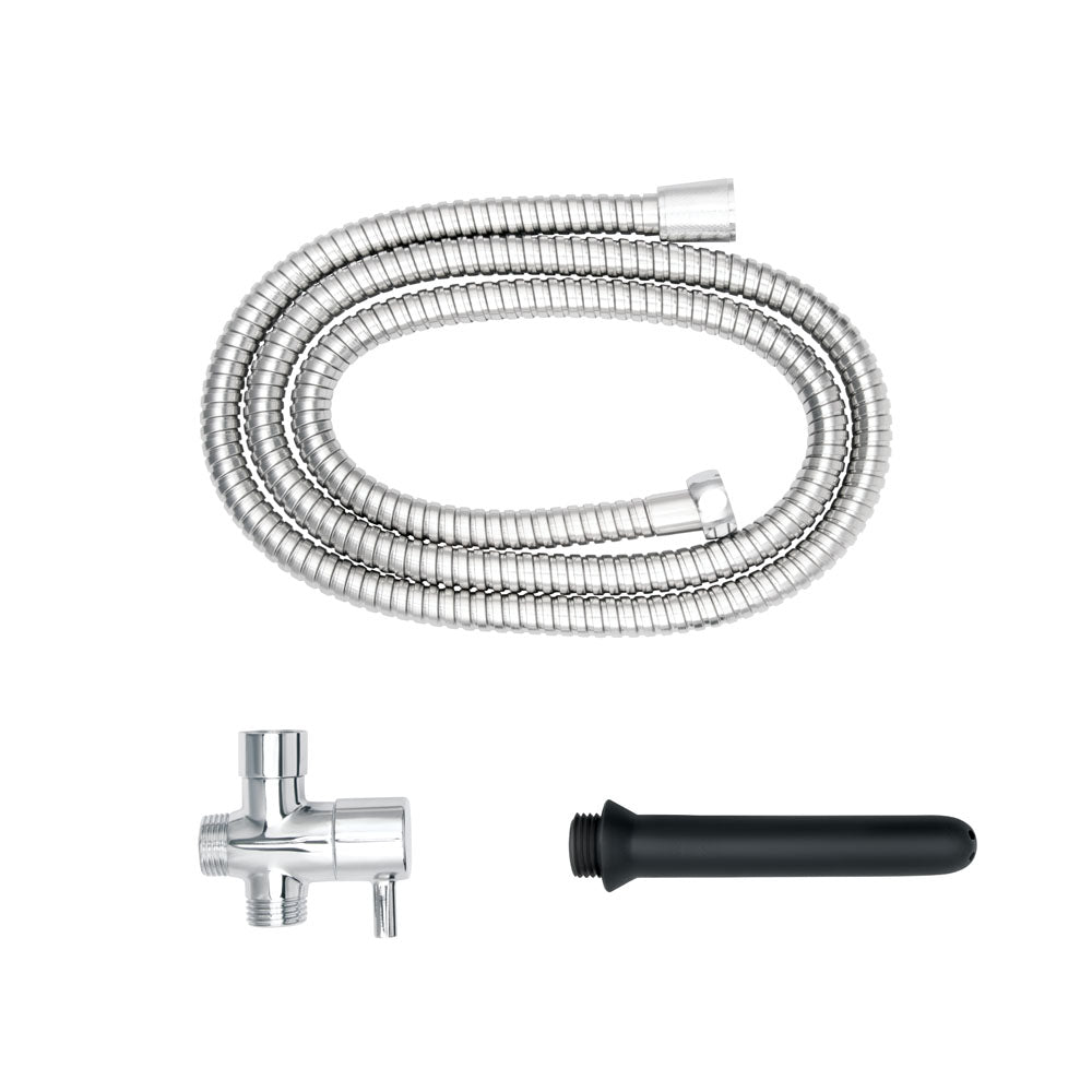 AquaClean 3 Piece Shower Douche Set with Shower Hose, Silicone Nozzle & Switch Valve