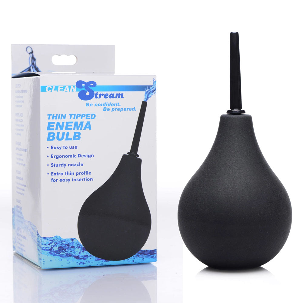 CleanStream Thin Tip Silicone Enema Bulb Black Douche