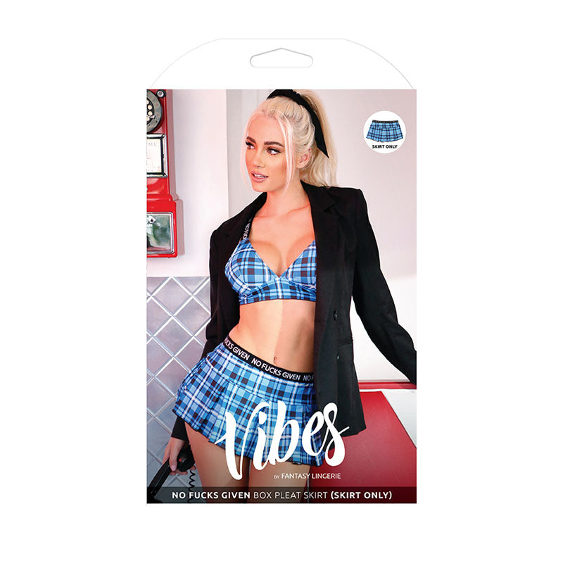 Fantasy Lingerie VIBES NO FUCKS GIVEN Box Pleat Skirt Blue - Size S/M or M/L