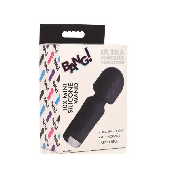 XR Brands | BANG! 10X Mini Silicone Wand Vibrator - Black