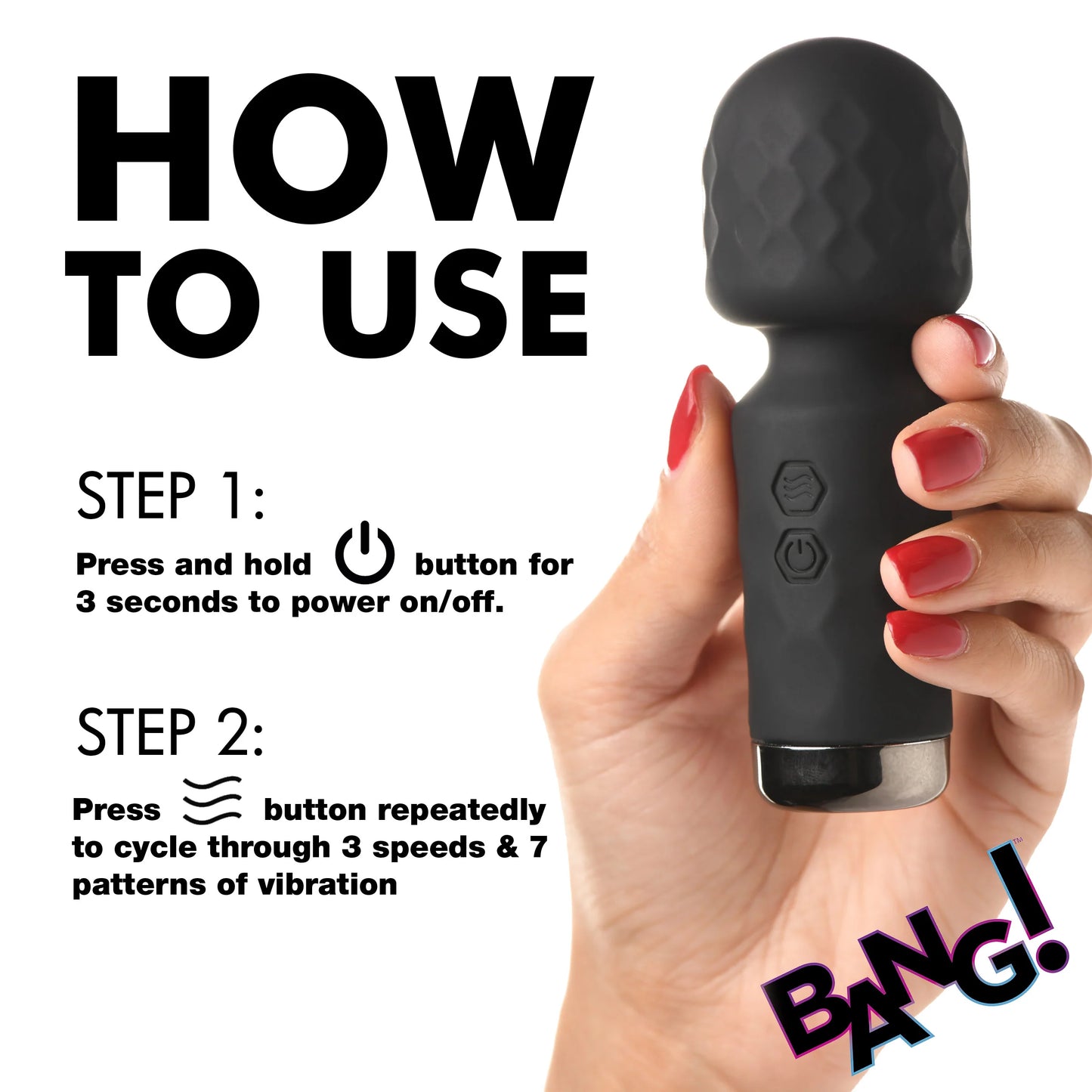 XR Brands | BANG! 10X Mini Silicone Wand Vibrator - Black