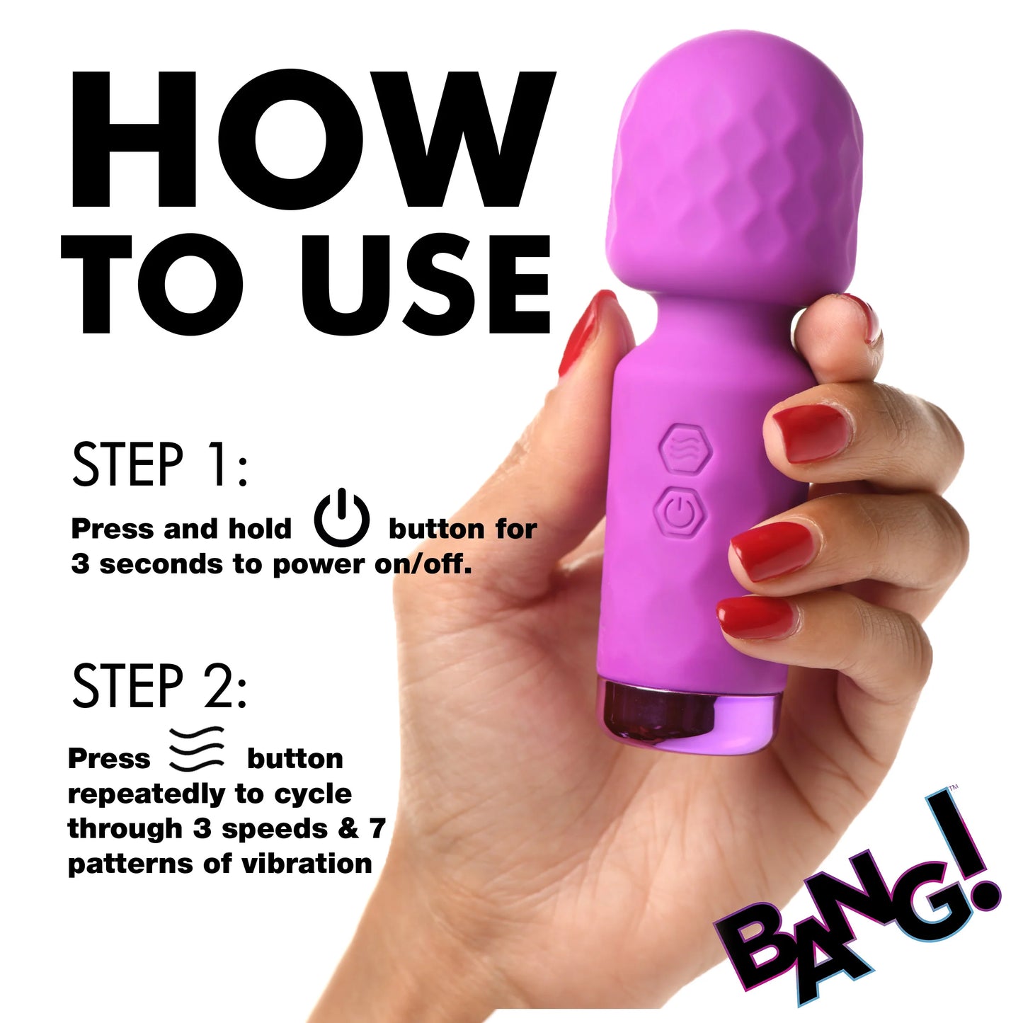 XR Brands | BANG! 10X Mini Silicone Wand Vibrator - Purple