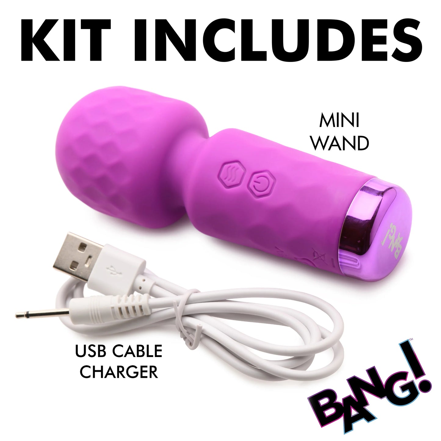 XR Brands | BANG! 10X Mini Silicone Wand Vibrator - Purple