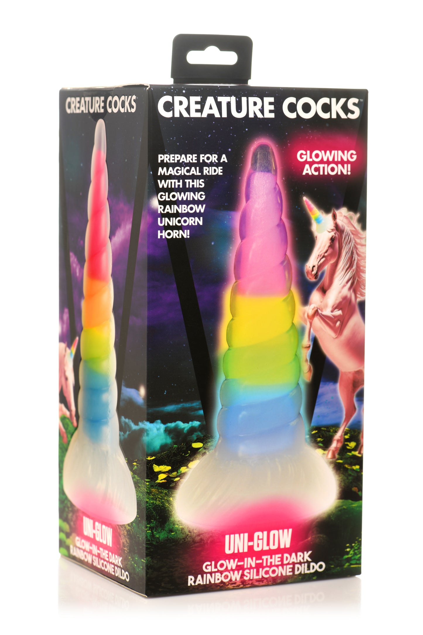 Creature Cocks Uni-Glow - Glow in Dark Rainbow 19.5cm Unicorn Fantasy Dildo