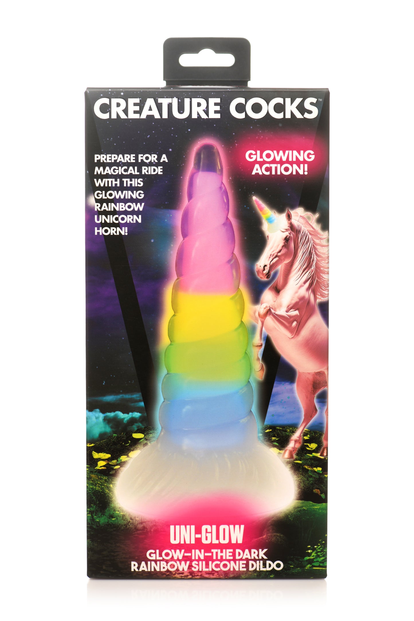 Creature Cocks Uni-Glow - Glow in Dark Rainbow 19.5cm Unicorn Fantasy Dildo