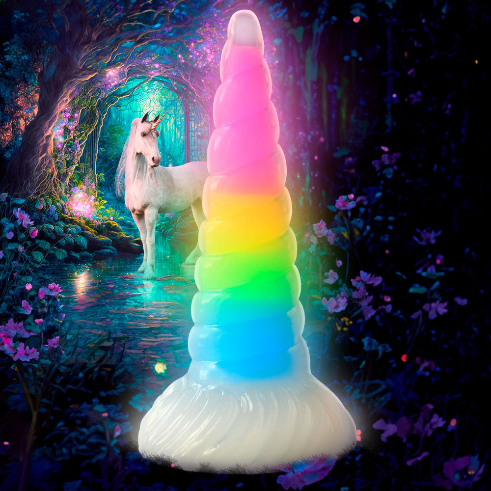 Creature Cocks Uni-Glow - Glow in Dark Rainbow 19.5cm Unicorn Fantasy Dildo