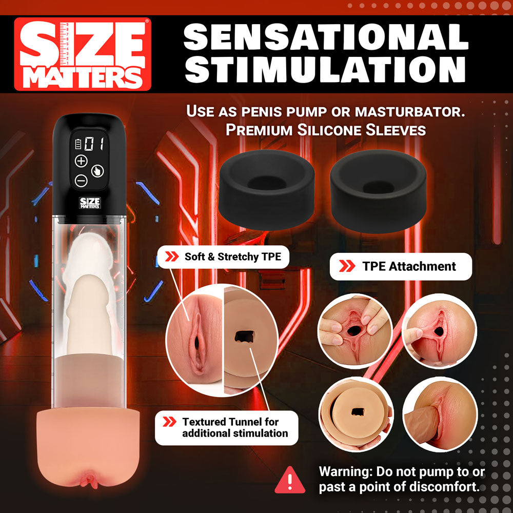 Size Matters Sucking Penis Pump - Clear USB Rechargeable Penis Pump