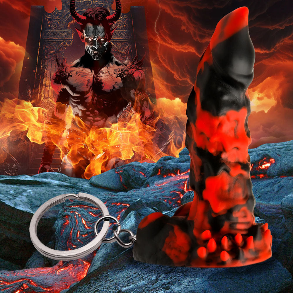 Creature Cocks Fire Demon Keychain - Novelty Fantasy Dildo Keyring