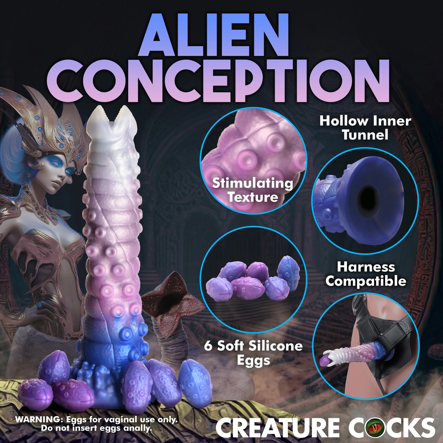 Creature Cocks Tenta-Queen Ovipositor Silicone Dildo with Eggs