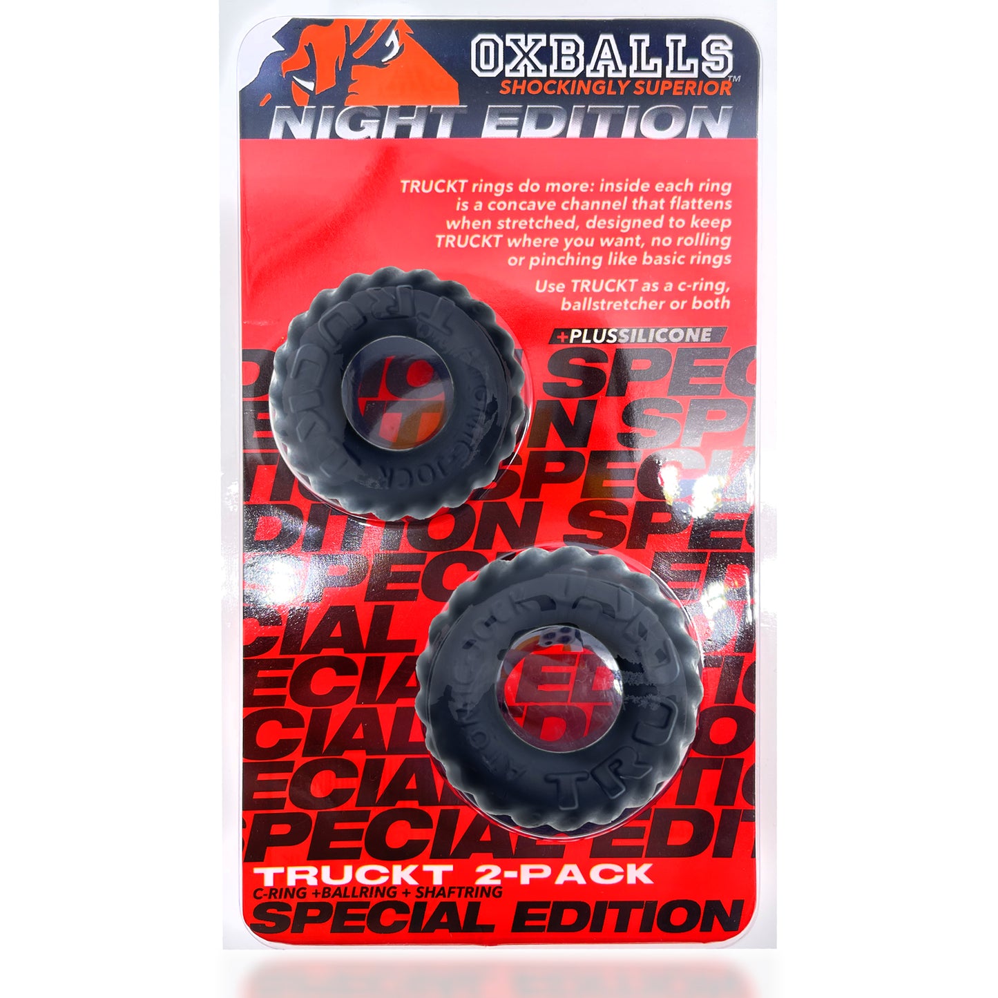 OxBalls Truckt 2 Pc Stretchy Cock Ring Cockring Set Night