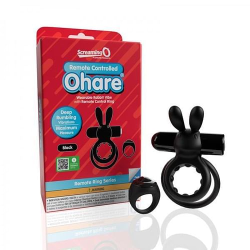 ScreamingO Ohare Wearable Rabbit Vibe Cock Ring with Remote Control Ring Black