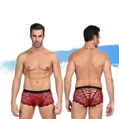 Ashella Lingerie | Mica Lace Boxer Brief Red S/M or L/XL