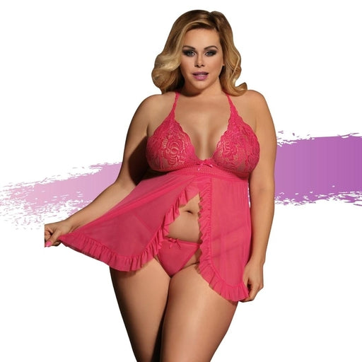 Ashella Lingerie Samantha Babydoll & G-String Pink Size Queen