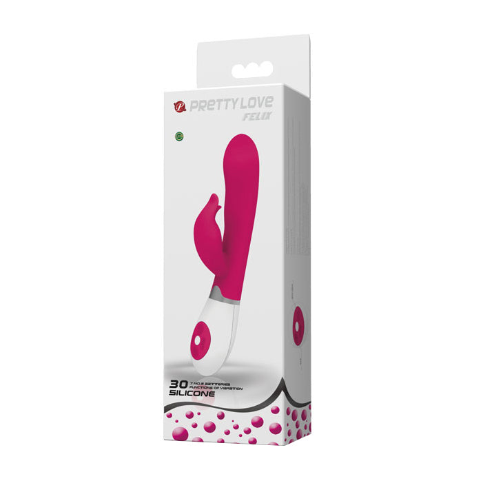 Pretty Love Felix Silicone Rabbit Vibrator Dark Pink