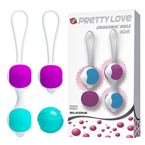 Pretty Love Orgasmic Kegel Balls (2x30g & 2x40g) Purple/Blue